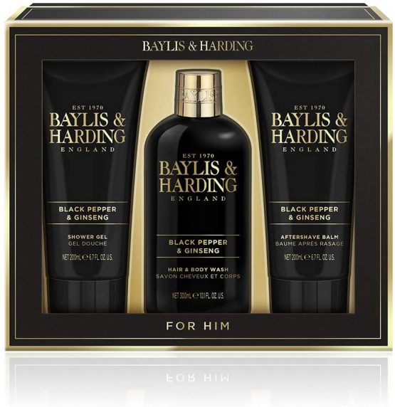 Baylis & Harding Black Pepper & Ginseng Luxury Bathing Trio Gift Set