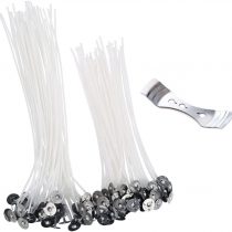 Candle Wicks, 100 Pcs Prewaxed Wicks with 1 Pcs Wick Holder Sustainer for DIY Candle Making (150mm and 200mm) (ONLY Buy from Amerisky)
