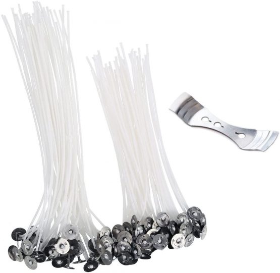 Candle Wicks, 100 Pcs Prewaxed Wicks with 1 Pcs Wick Holder Sustainer for DIY Candle Making (150mm and 200mm) (ONLY Buy from Amerisky)