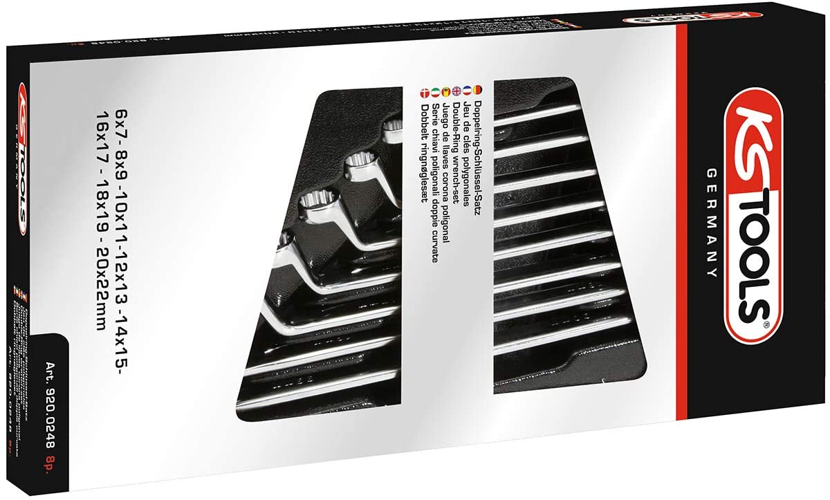 KS Tools 920.0248 Ultimate Plus Ring Spanner Set Offset (8 Pieces), Chrome - Image 2