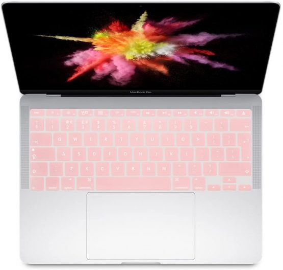 Se7enline Unique Ultra Thin Silicone Keyboard Cover Pink Keyboard Skin Protector EU Layout for All MacBook Air 13", MacBook Pro 13" 15" 17" with/without Retina Display, Rose quartz (Baby Pink)