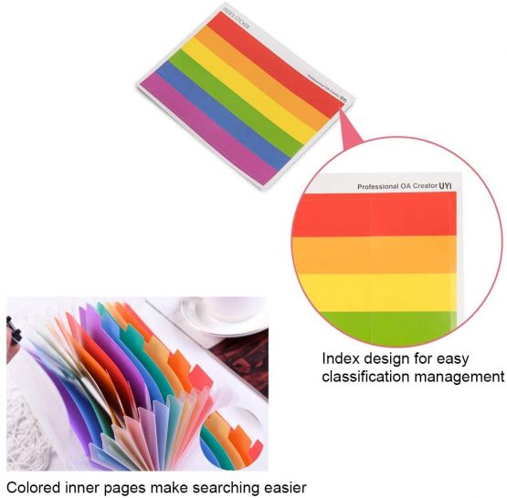 4 Pack Expanding File Folder, AILANDA A6 13 Pockets Rainbow Document Organiser A6 Accordion Folder Receipt Organiser Wallet Case with Labels Index for Bills Cards Coupons 17.7 x 10.5 x 2.5cm - Image 3