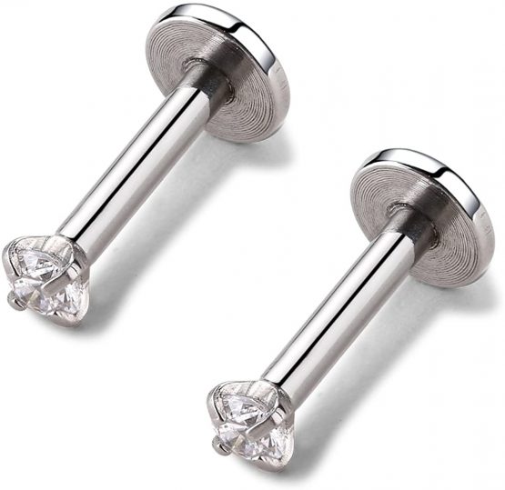 16g 6mm/8mm Bar 2/3/4mm Cubic Zirconia Gem Ear Cartilage Tragus Helix Studs Earrings Lip Labret Piercing - Image 2