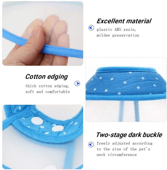 Andiker Pet Cone Recovery Dog Cone Adjustable Collar, Protect the Neck Surgery Recovery, Designed for Cats and Puppies (S, blue) - Image 2
