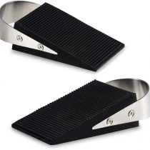 Door Stopper Wedge - ASelected 2 Pcs Heavy Duty Door Stop Made of Metal and Rubber Non-Slip Doorstops for Home Office (Black)
