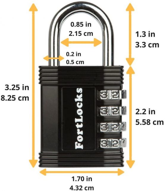 FortLocks Padlock Set - 4 Digit Combination Lock for Gym Outdoor & School Locker, Fence, Case & Shed - Heavy Duty Resettable Set Your Own Combo - Waterproof (Black, 2 Pack) - Image 2