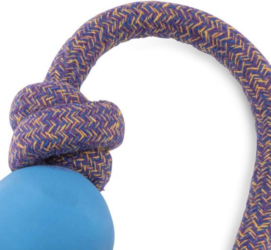 Beco Rubber Ball on Rope Dog Toy, Blue, Large - Image 2