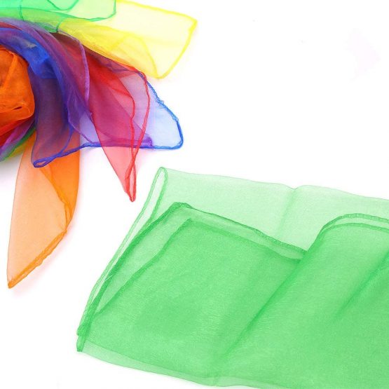 Lifreer 6 PCS Belly Dance Scarves Square Dance Juggling Scarf Multi-Color Silk-like Scarves Baby Sensory Toys Rhythm Band (60 x 60cm) - Image 3