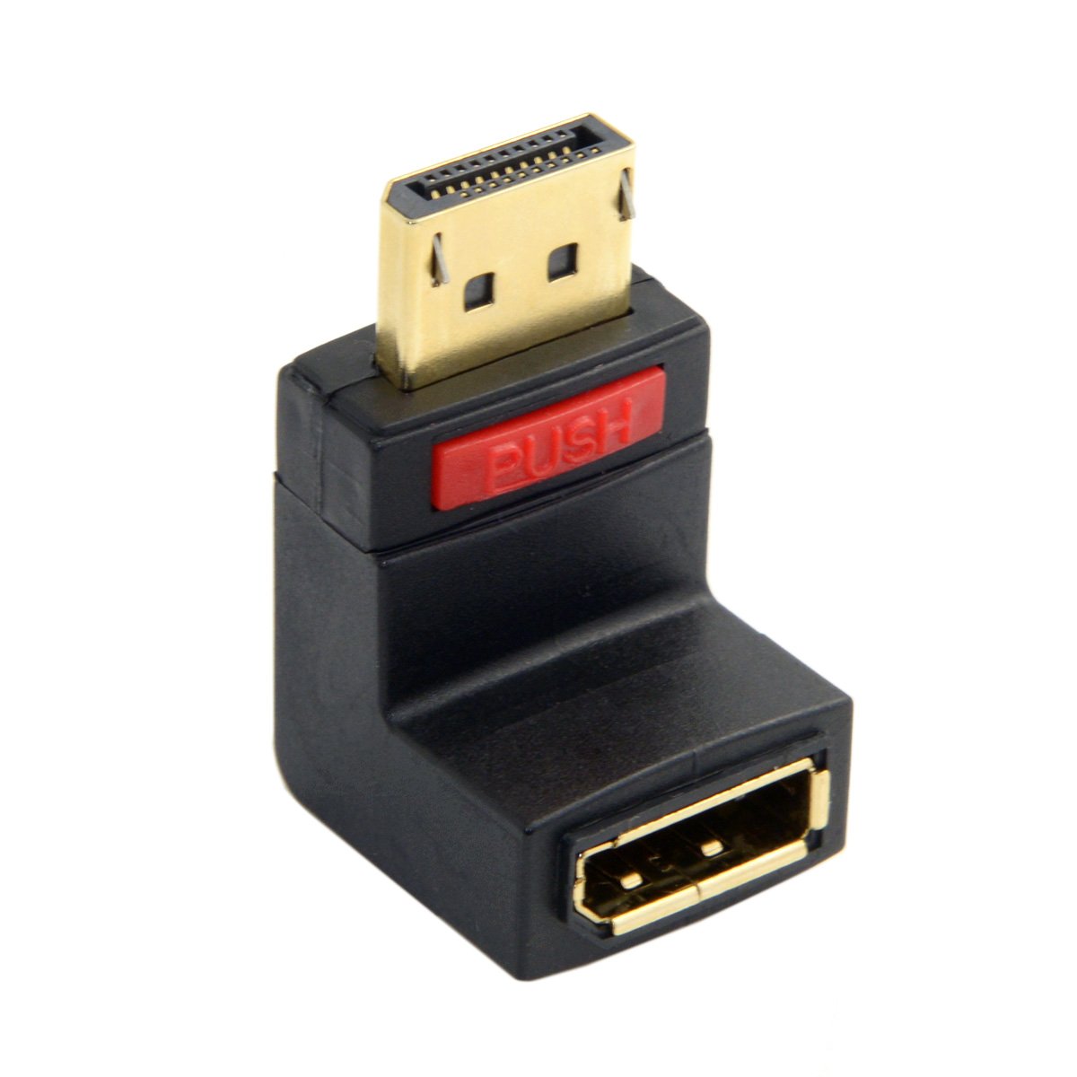 CY Up Angled 90 Degree DP DisplayPort Male to Female Extension Adapter, Down-angled