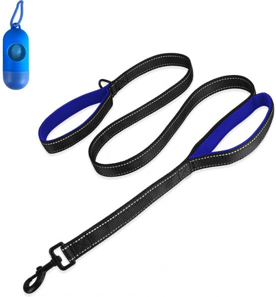 Belababy Medium Dog Leash, 5ft Double Handles Dog Lead, Heavy Duty Strong Nylon Reflective Dog Leash, 1.5m Leash Perfect for Large Medium or Small Dog