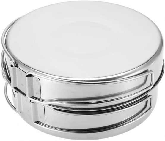 Dilwe Cookware Set Lightweight Handle Stainless Steel Pot Set Equipment 4 Pieces Cookset for Hiking Outdoors - Image 2