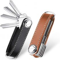 flintronic Key Organizer | Genuine Leather Keychain| Pocket Smart Key Holder with Gift Box Stylish, Functional & Practical (Holds 7-9 Multiple Keys)