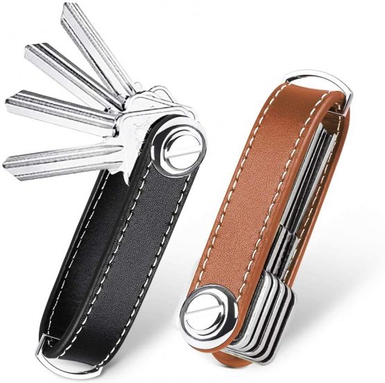 flintronic Key Organizer | Genuine Leather Keychain| Pocket Smart Key Holder with Gift Box Stylish, Functional & Practical (Holds 7-9 Multiple Keys)