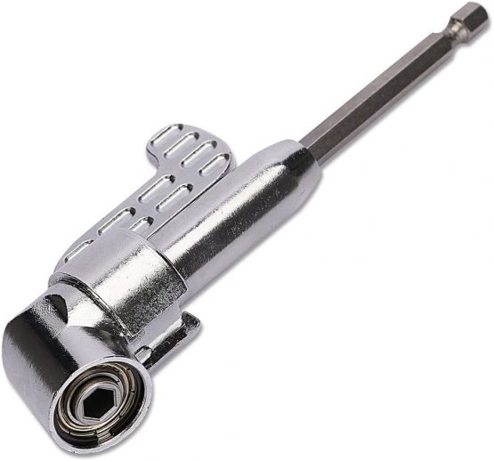 QISF 2Pcs Right Angle Drill, 105 Degree 1/4 Inch Right Angle Drill Adapter Hex Shank Screwdriver Angled Bit Holder Power Drill Tool(1Pcs Short & 1Pcs Long) + 1Pcs Flexible Angle Extension Bit Kit - Image 3