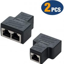 COVVY RJ45 Splitter Connector Female to Female Network Adapter 1 to 2 Female Port CAT 5/CAT 6 LAN Ethernet Cable Dual Socket Connector Adapter (2 Pcs, black)