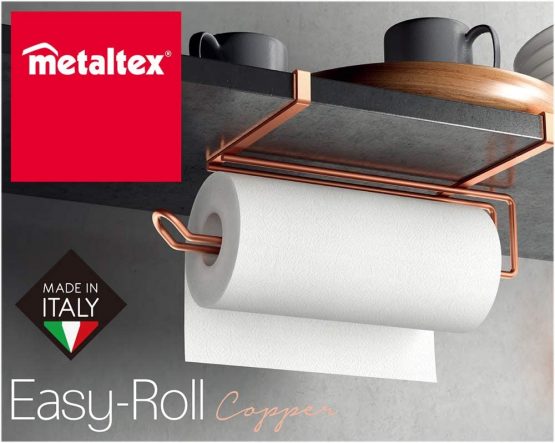 Metaltex 'Easy Roll' Undershelf Kitchen Paper Holder, Polytherm Copper, 35 x 18 x 10 cm - Image 2