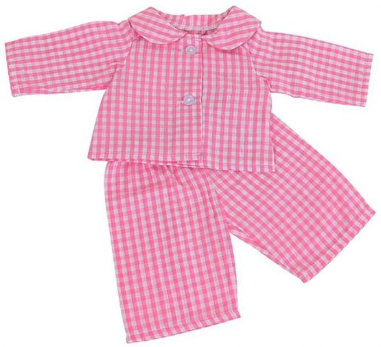 FRILLY LILY DOLLS PINK FLOWER COTTON PYJAMAS TO FIT 18-20 INS[ 45-50 CM] DOLLS SUCH AS 46 CM BABY ANNABELL, BEAR FACTORY, AND COROLLE AND GOTZ LARGER BABY DOLLS OF THIS HEIGHT.