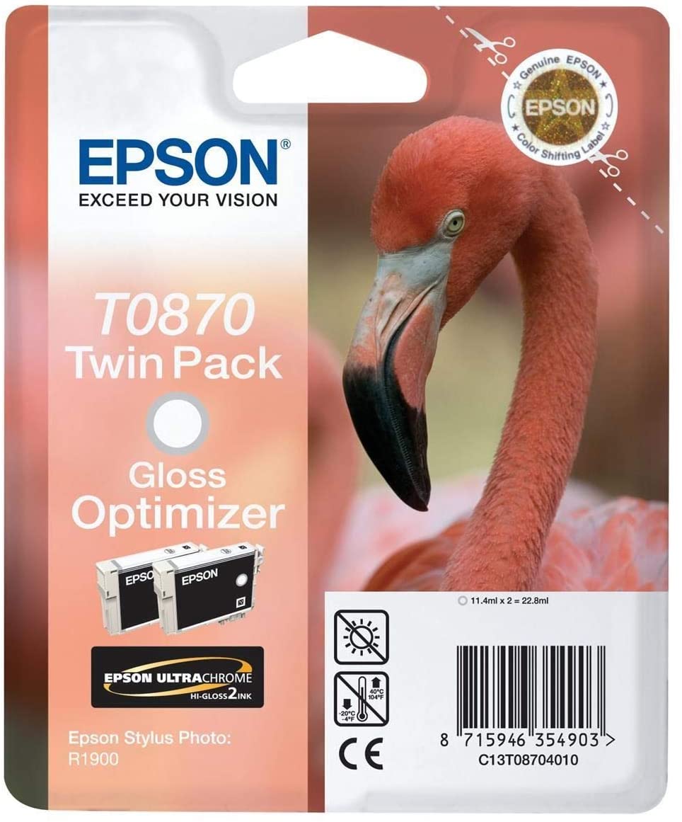 Epson Original C13T08704010 UltraChrome Hi-Gloss2 Gloss Optimizer Ink Cartridge(Twin Pack), Genuine, Glossy