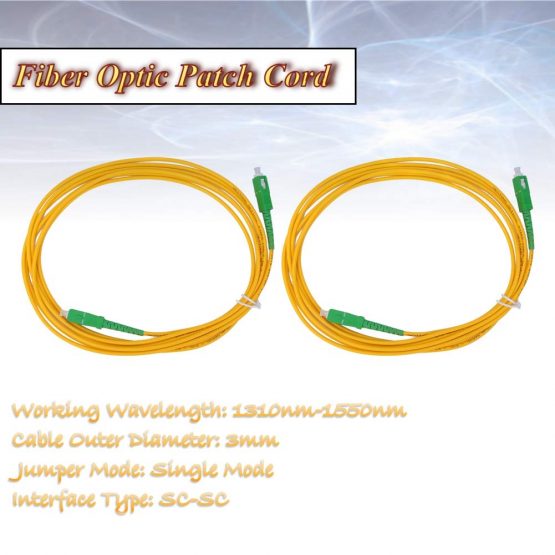 2PCS Fiber Optic Patch Cord,3m Fiber Optic Cable SC/APC-SC/APC-SM-G652D OS2,Single Mode Single Core Fiber Jumper