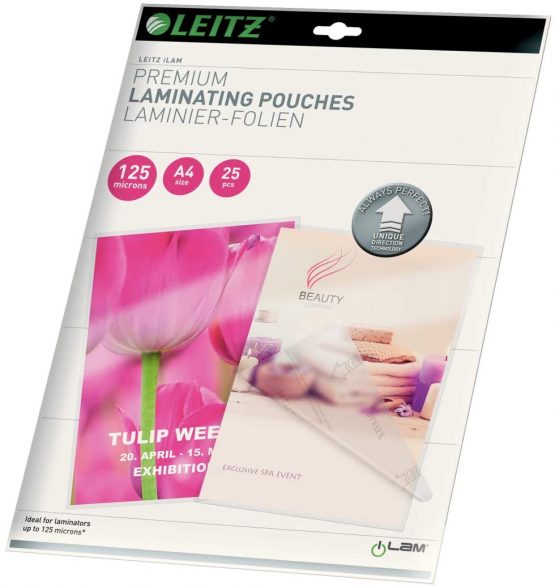 Leitz 74820000 Laminating Pouches Made of 125 Micron Thick Materia (Transparent, Glossy, A4 and UDT) - Pack of 25 - Image 2