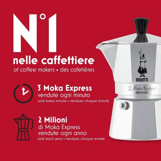 Bialetti Moka Express Aluminium Stovetop Coffee Maker (18 Cup) - Image 4