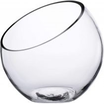 KNIKGLASS Clear Glass Sphere Slant Cut Bubble Bowl, Fish Bowl Vase/Plant Glass Terrarium/Candy Jar, Slant Cut Globe Vase Centerpieces, Round Flower Vase (7“ Tall 7“ Wide)