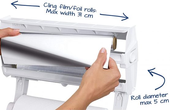 Leifheit Parat F2 ComfortLine Kitchen Roll Holder Wall Mounted Holder for Film, Foil and Kitchen Roll, Easy-Install Kitchen Roll Dispenser with Cutter - Image 3