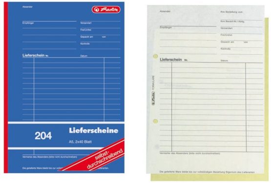 Herlitz 883520 Delivery Note Book A5 2 x 40 Blatt, selbstdurchschreibend, Pack of 10)
