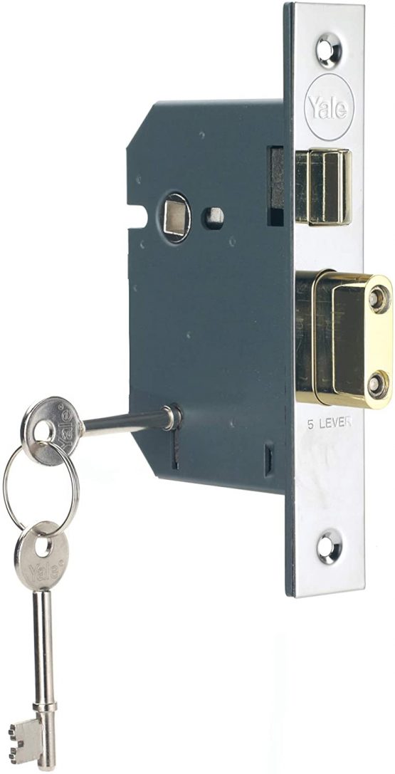 Yale P-M550-CH-78 5 Lever Mortice Sashlock, Visi Pack, Suitable for External Doors, Chrome Finish, 3 Inch/76 mm
