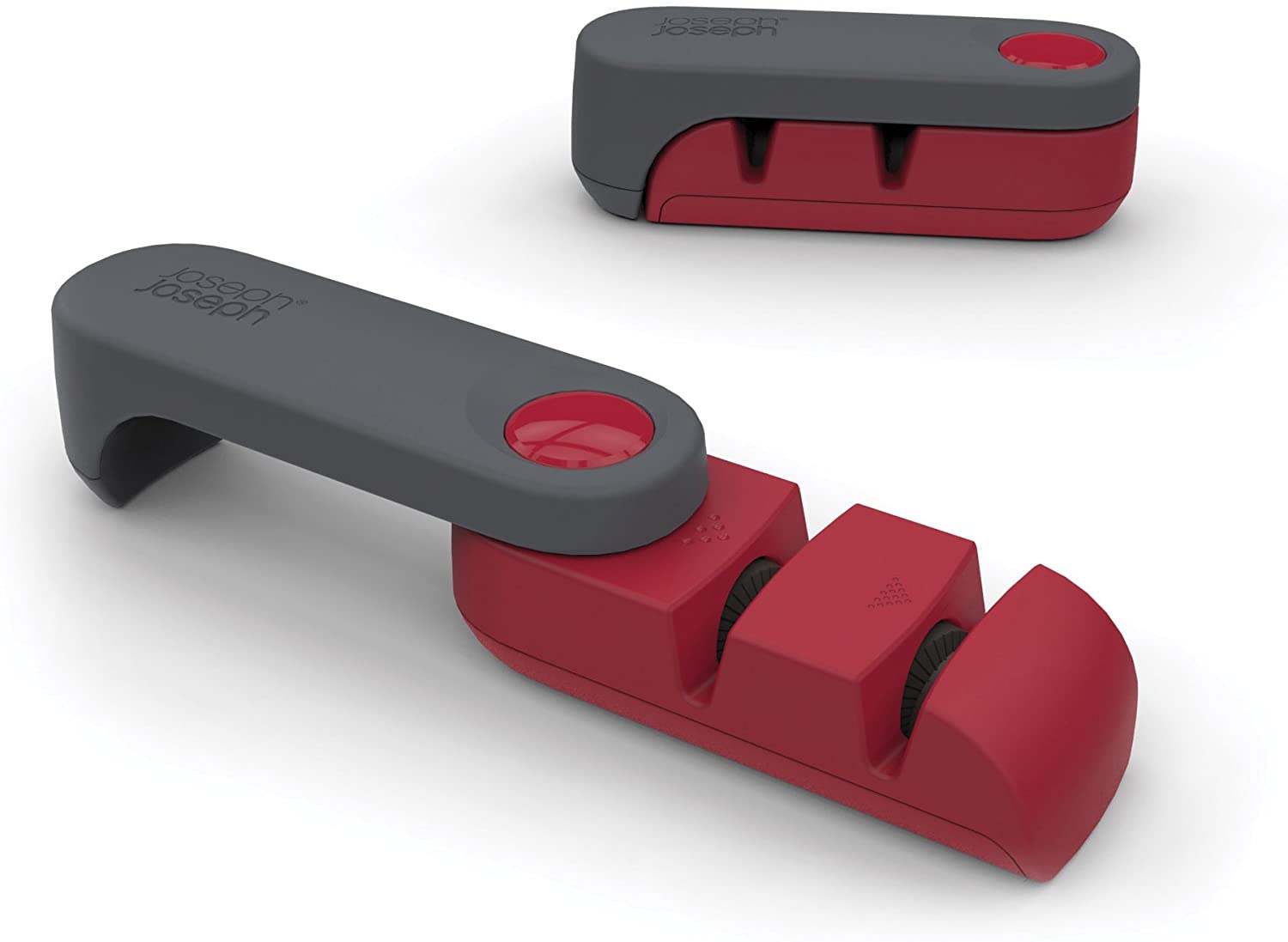 Joseph Joseph Rota Folding Manual Knife Sharpener, for Kitchen Knives Non Slip Base, Red/Grey, 24