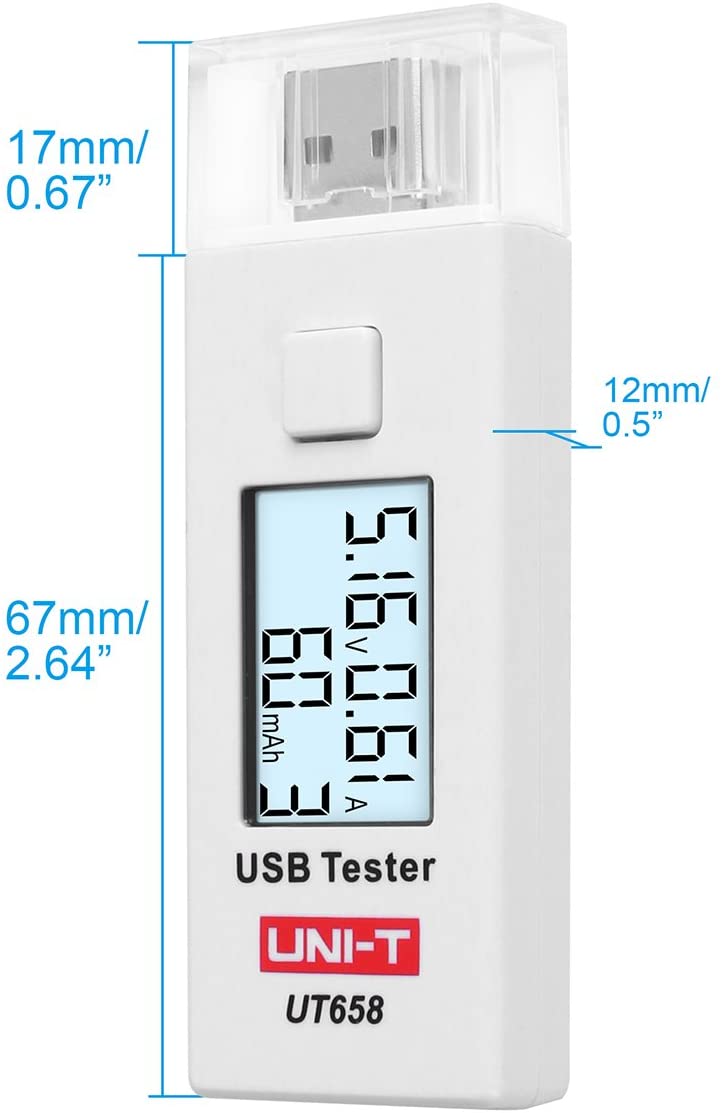 UNI-T UT658 USB Tester,DC 5.1A 30V Amp Usb Voltage Tester, Test Speed ...