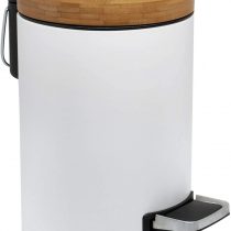 Kazai. 3L Designer Bathroom Bin | Superior Bamboo | Soft Closing | Anti-Finger | White