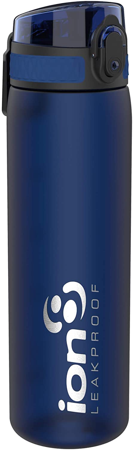 Ion8 Water Bottle, 500 ml/18 oz, Leak Proof, Easy to Open, Secure Lock, Dishwasher Safe, BPA Free, Hygienic Flip Cover