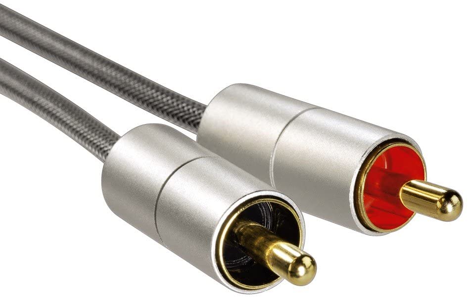 Hama 80864 1m AluLine 3.5 mm Jack Stereo Plug - 2 x RCA Plug Connecting Cable, Silver, 1 Meters - Image 4