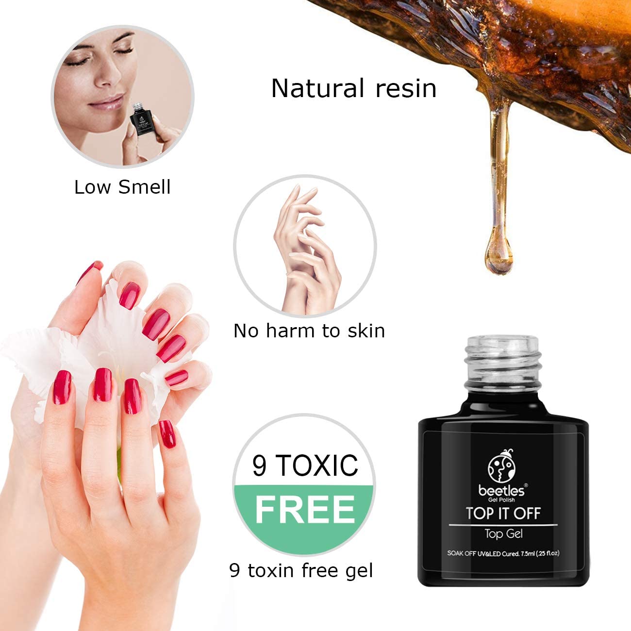 Beetles Gel Nail Polish Set, Matte Top Coat, High Gloss Top Coat, Base Coat & UV LED Lamp, No Wipe, Long Lasting, Soak Off - Image 4