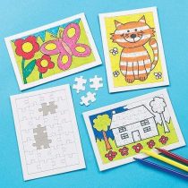 Baker Ross E2274 Jigsaw Puzzle Blanks Value Pack 28 Pieces — Plain White for Kids' Crafts and Art Projects, Party and Loot Bags (Pack of 6), 12cmx17cm