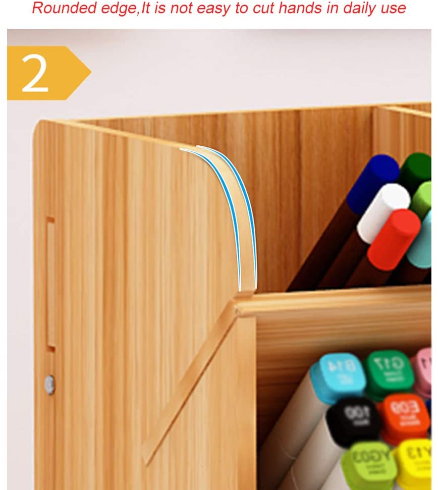 Hggzeg Wooden Desk Organiser Multi-Functional Drawer Stationery Desktop Storage Box Desk Tidy Pen Holder for Home Office and School (Cherry Color) - Image 4
