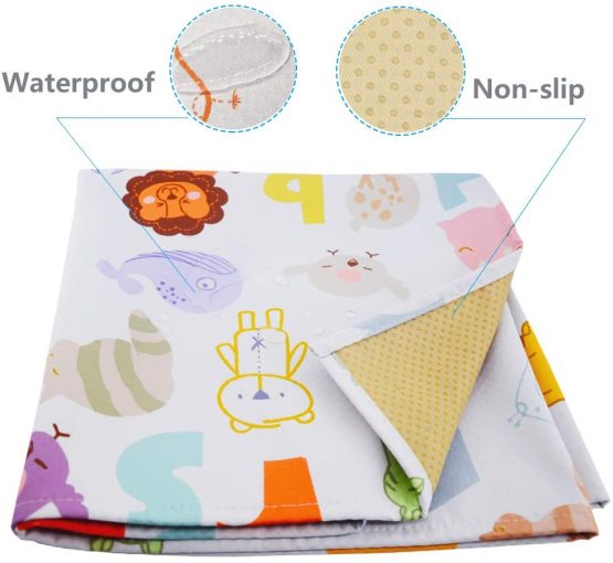 51" Splat Mat for Under High Chair/Arts/Crafts, Womumon Washable Spill Mat Waterproof Anti-Slip Floor Splash Mat, Portable Play Mat and Table Cloth (Alphabet) - Image 2