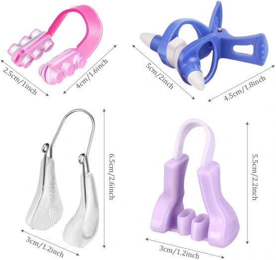 4 Pieces Nose Up Lifting Clips Nose Clip on Safety Silicone Nose lifter Nose Bridge Slimming Clips Beauty Clip Tool Set for Women (Purple, Pink, Blue, Transparent) - Image 2