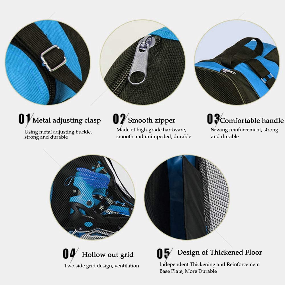 LINVINC Blue/Pink/Red Ice Skate Bag for Kids and Adults Inline Skate Carry Bag Quads Roller