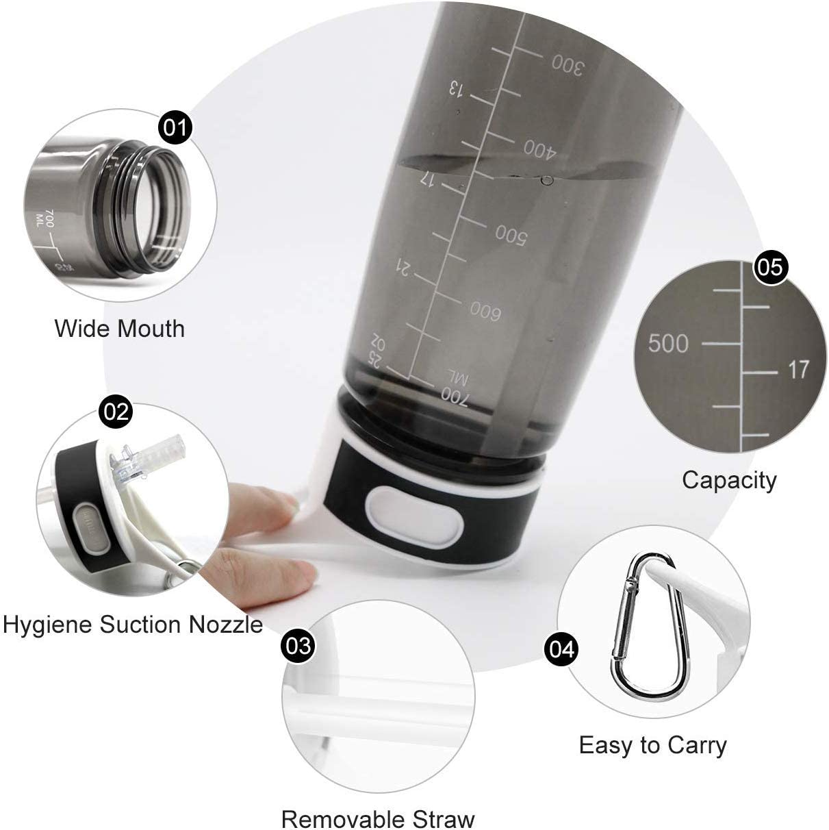 VENNERLI Water Bottle with Straw and Time Marking - Image 3