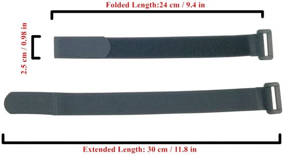 LJY 16-Pack Hook and Loop Straps Nylon Cable Ties Organizer Fastener, 30 cm x 2.5 cm, Black - Image 2