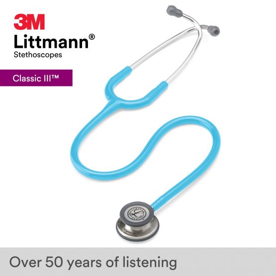 3M Littmann Classic III Monitoring Stethoscope, Turquoise Tube 27, inch, 5835 - Image 2