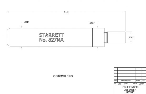 Starrett 827MA Edge Finders, Single End, 10mm Body Diameter, 6mm Contact Diameter - Image 2
