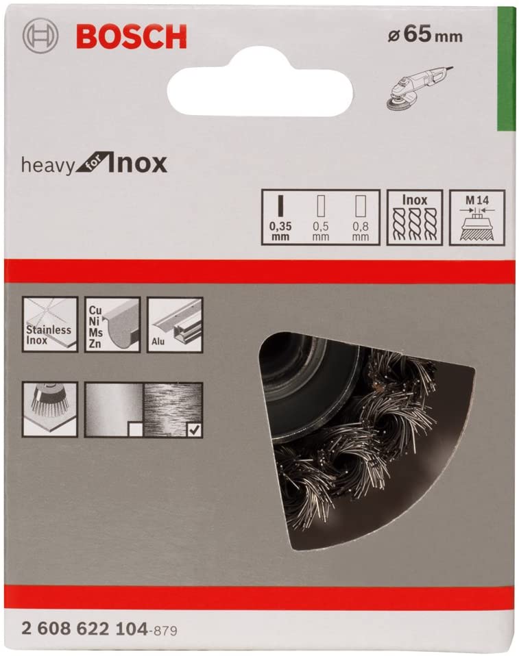 Bosch 1x PRO Stainless Steel Longlife Cup Brush, Knotted Wire for Small Angle Grinder and M14 Thread (for Non-ferrous metals - Image 2
