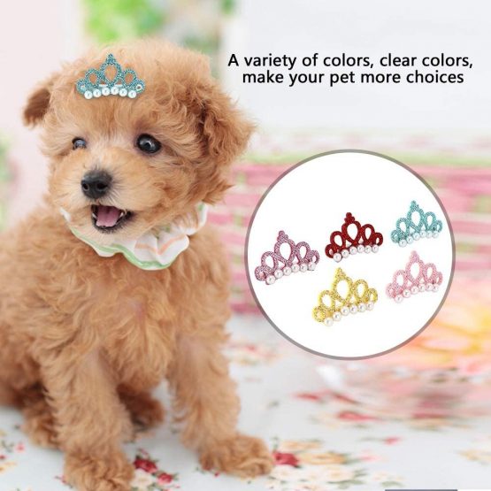25Pcs Dog Hair Clips Crown Shape Pet Hairpin Pearls Pet Princess Clips Cute Cat Hair Clips Bows Puppy Grooming Hair Accessories for Small Medium Dogs - Image 2