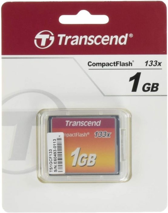 Transcend 1GB CompactFlash 133 Memory Card (CF Card) Up to 50/20 MB/s, Supports Ultra DMA transfer mode 4 with MLC NAND Flash ideal for entry-level DSLRs TS1GCF133