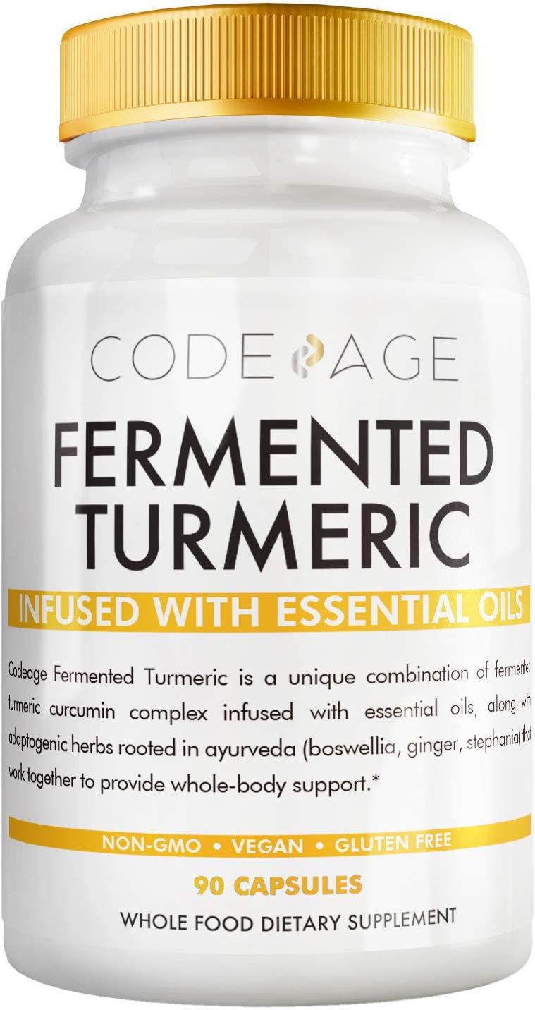 Codeage Fermented Turmeric with Essential Oils + Digestive Bitters + Adaptogenic Herbs for Improved Absorption Joint Support