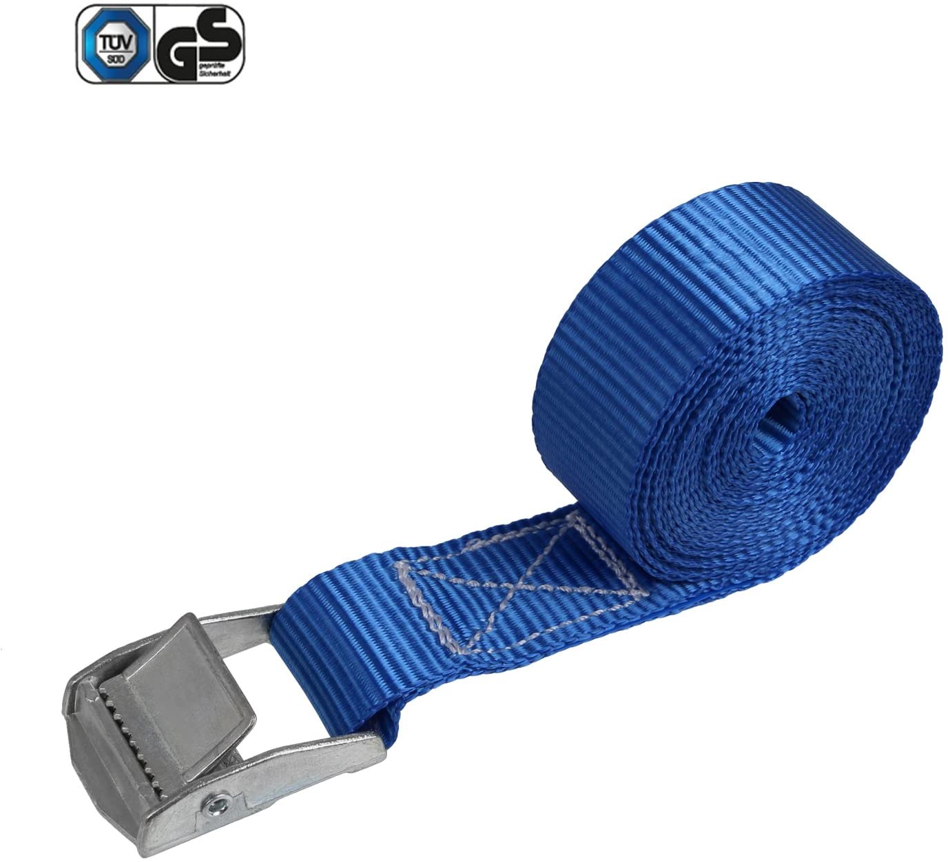BB Sport Cargo Strap, Blue, 2.5cm x 2.5m, 250kg, Polyester, Tested Safety, Trailer Compatible, 4 Pieces, 4 pieces 2.5 cm x 2.5 m - Image 2