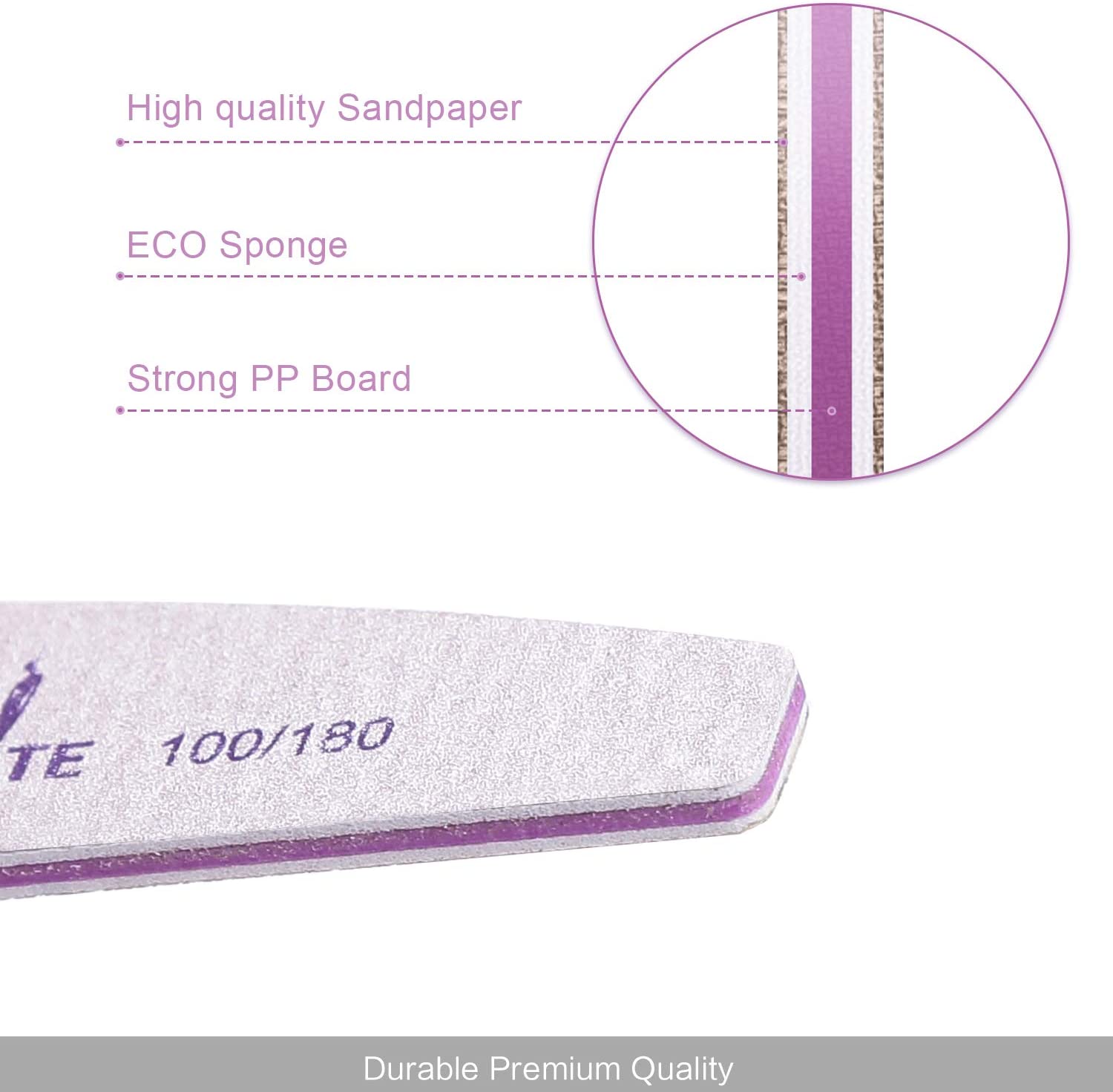 10 PCS Professional Nail Files Double Sided Emery Board(100/180 Grit) Nail Styling Tools Pet Grooming Tools for Home and Salon Use - Image 3